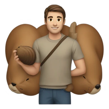 man with beaver tail sticker