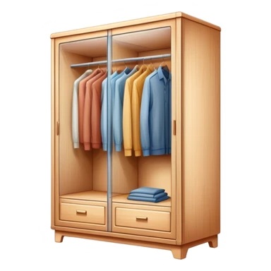Icon for Furniture Design: a semi-transparent sketch of a wardrobe with a 3D model, pencil strokes, and development metrics. Without dress. The icon should represent the process of creating and refining furniture design. Transparent background. sticker