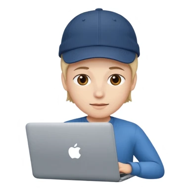 Crea una persona con una gorra y una lapto sticker