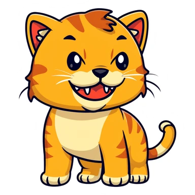 saber-toothed cat with massive, dramatically elongated canine teeth that extend well below the chin sticker