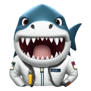 shark biting submarine cable in pak uniform sticker