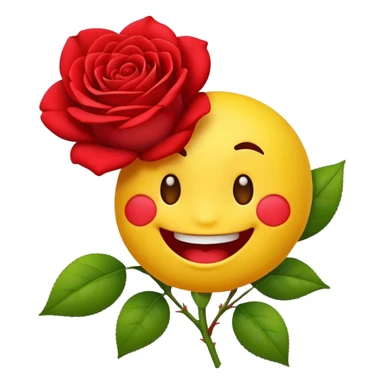Normal emoji yellow biting a rose flower  sticker