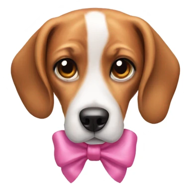 Beagle dog with a pink bow in both ears sticker