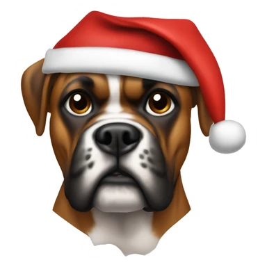 Boxer wearing a Santa hat sticker