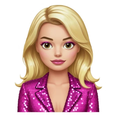 Maggot Robbie with long blonde hair, dark pink sequin outfit sticker