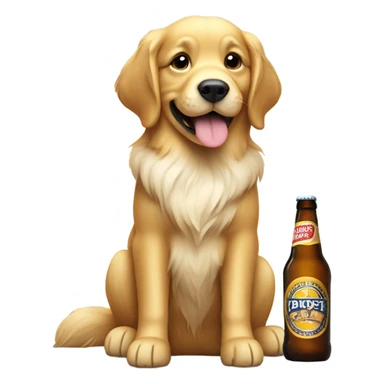Golden retriever with cream fur drinking a beer  sticker