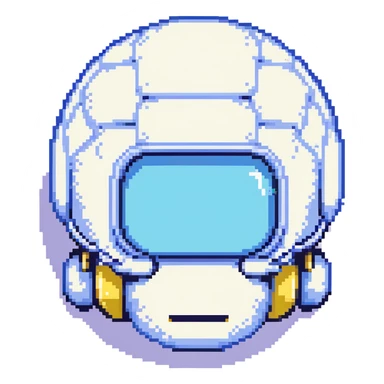 Blue bomberman head only, round helmet with antenna, white face with simple eyes, classic pixel art style sticker