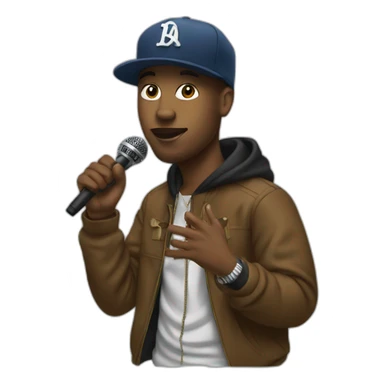 A rapper with a microphone sticker