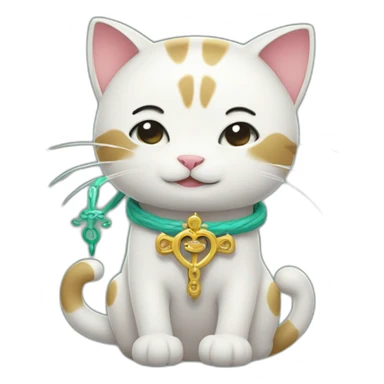 Chinese cat hugging entire Caduceus sticker