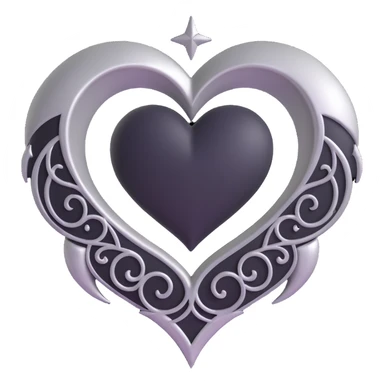 gothic heart, black and silver, with a crescent moon accent sticker