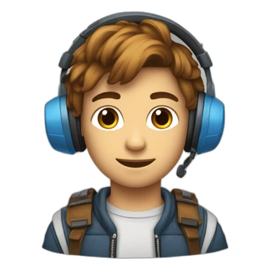 Garçon de 14 ans avec tâche de rousseur et cheveux marron et yeux bleu et casque pour écouter de la musique sticker