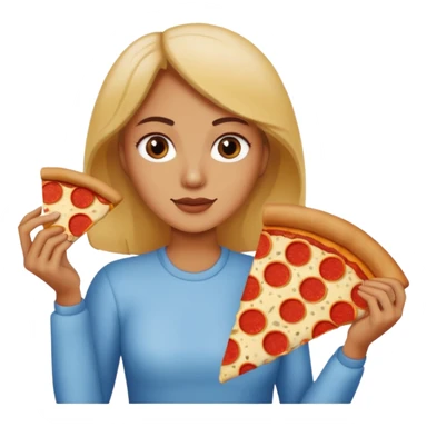 Woman with pizza slice sticker