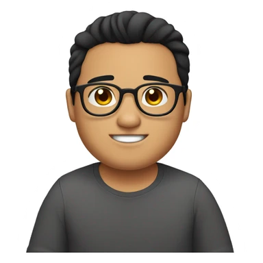 filipino guy, slightly chubby, round glasses, nose ring and black hair middle part straight hair sticker