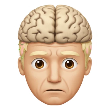 a worried blond man that dont know what to do and with the brain out of your opened head sticker