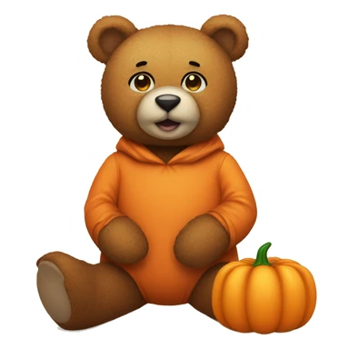 teddy bear wearing pumpkin costume sticker