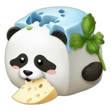 Panda bear eating Roquefort cheese sticker
