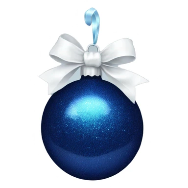 Dark blue sparkly christmas bulb with white bow sticker