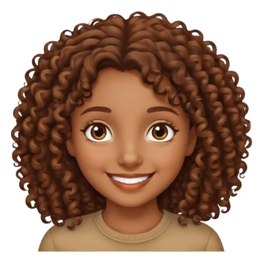 a brown skinned girl with brown curly hair happy  sticker