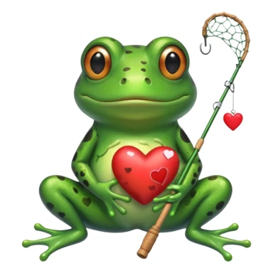 Frog fishing love sticker