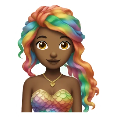 rainbow hair mermaid with brown skin  sticker
