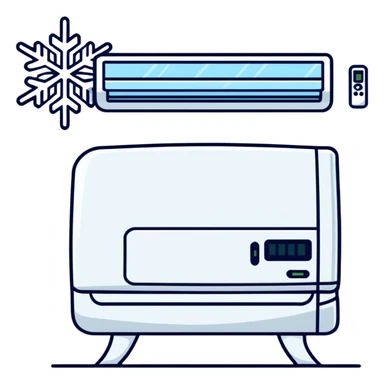 split system air conditioner with snowflake symbol sticker