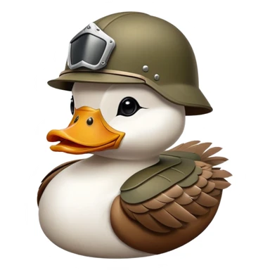 Duck flying with army helmet on sticker