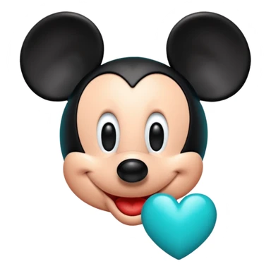 Mickey with a teal blue heart  sticker