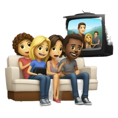 wathing tv with friends sticker