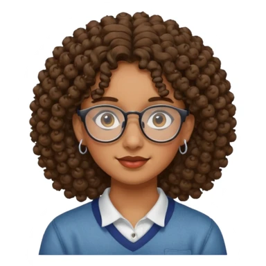 faça um adolescente pardo de cabelo cacheado, que usa óculos e brincos  sticker