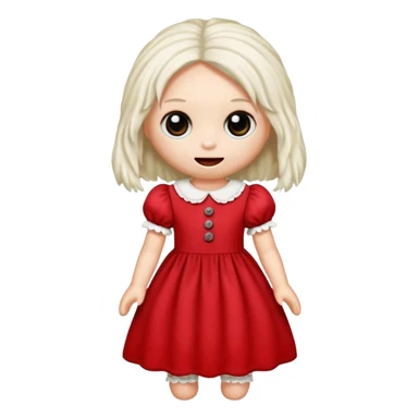 Toy ragdoll in red dress  sticker