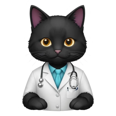 Black cat in white doctor coat sticker