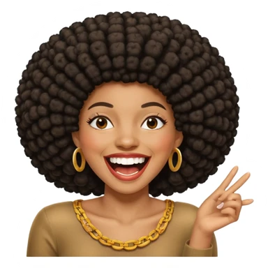 Black woman with an afro laughing hard sticker