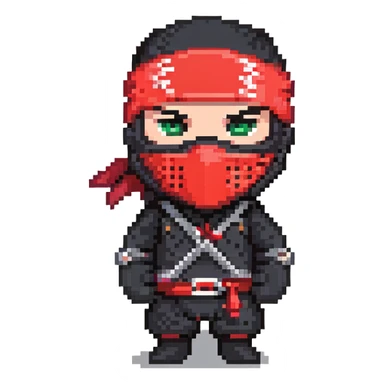 Masked ninja, red headband sticker