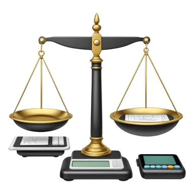 balance scale with one side a digital circuit or chip representing Hybrid AI and the other side a classic pen and paper representing Scripted, no text sticker