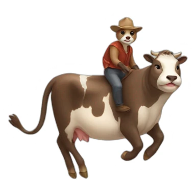Otter riding a cow sticker