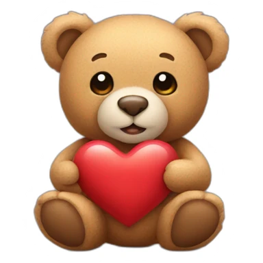teddy bear holding a heart sticker