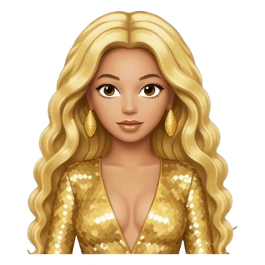 Beyonce from Destiny's Child with long blonde hair, gold outfit sticker