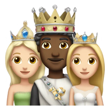 White king and queen holding one prince and two princesses  sticker
