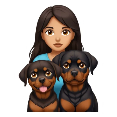 Latina with long dark brown hair and her Rottweiler sticker