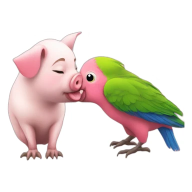 pig kiss parrot sticker