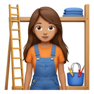 beautiful girl with long brown hair constructing new bedroom sticker