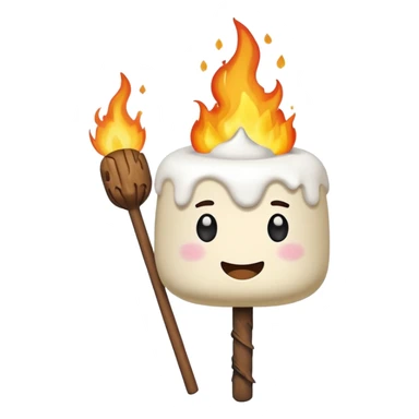 melting Marshmallow on fire wuth stick sticker