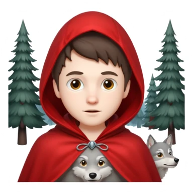brunete boy little red riding hood and the wolf sticker
