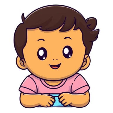 face of smiling baby girl with big eyes, medium skin tone, and dark hair sticker