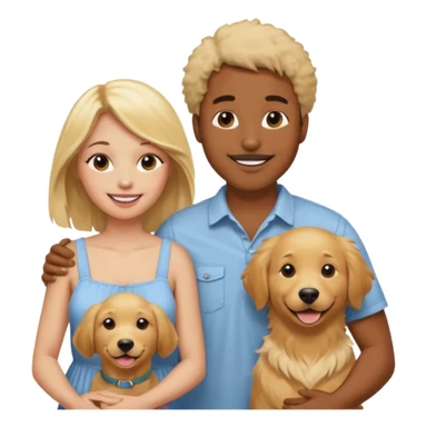 Um homem negro, uma mulher loira e um Golden retriever  sticker
