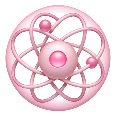 White and pastel pink atom sticker