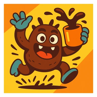 a coffee monster, playful and energetic, cartoon style sticker