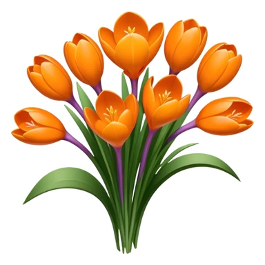 luxuriant, bouquet Crocus Orange, stem, leaf sticker