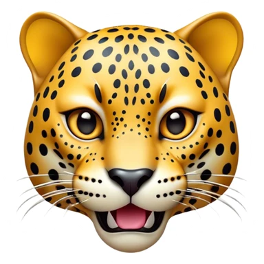 Cinematic Comical Jaguar Portrait Emoji, Head tilted dramatically with an exaggeratedly shocked expression, featuring a sleek, agile form with bold spotted patterns and wide, comically expressive eyes full of humorous disbelief, Simplified yet hilariously expressive features, highly detailed, glowing with a slightly sassy wild glow, high shine, dramatic yet playful, stylized with an air of quirky feline attitude, soft glowing outline, capturing the essence of a meme-worthy jaguar that appears ready to side-eye its way into viral fame instantly! sticker