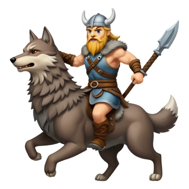 Viking Warrior Riding A Wolf  sticker